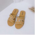New Roman summer cross belt flat bottom wear OL beach vacation tide female half drag sandals