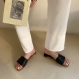 Rome summer diamond square head flat bottom rubber lazy beach open toe square head cool female soft half drag