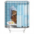Cat hippo polyester waterproof digital printing shower curtain