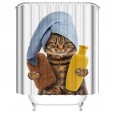 Cat hippo polyester waterproof digital printing shower curtain