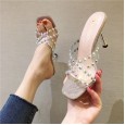 High heel female summer cross transparent belt open toe fine heel wear drag sandals fashion OL rhinestone summer new