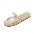 Wild lazy drag summer new flat straw open toe transparent fisherman sandals