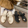Summer new flat bottom student wild fairy style vacation clip toe beach shoes tide 05-10