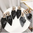 New style bow knot pointed hemp baotou half drag flat shoes wear lazy shoes