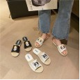 Summer new Roman hemp woven flat bottom fisherman open-toed lazy beach tide female half slippers