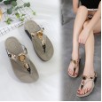 Summer wedge heel thick bottom wear pinch flat bottom flip flops sponge cake sandals 3668-16A 35-41 yards