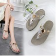 Summer wedge heel thick bottom wear pinch flat bottom flip flops sponge cake sandals 3668-16A 35-41 yards