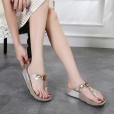 Summer wedge heel thick bottom wear pinch flat bottom flip flops sponge cake sandals 3668-16A 35-41 yards
