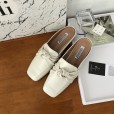 New Roman Fashion Bowknot Soft Leather Square Head Flat Bottom Set Foot Beach OL Lazy Man Half-tide Tide