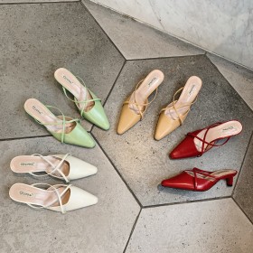 Summer Roman style fashion wild and comfortable thick with cross strap wild OL cool female half slippers