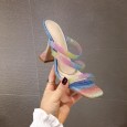 New summer fashion color thin belt open-toed wine glass high-heeled dress catwalk half drag female sandals 41