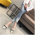 The new outer wear half slippers women's fashion wild baotou shoes fine heel pointed rhinestone shoes 5-3