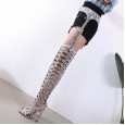 Belt Buckle Hollow Fish Mouth Cool Boots Snake Pattern High Heel Sandals 35-40