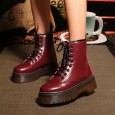 High-grade high-quality patent leather thick velvet thick bottom boots muffin women's boots Martin boots women's cotton boots punk short boots