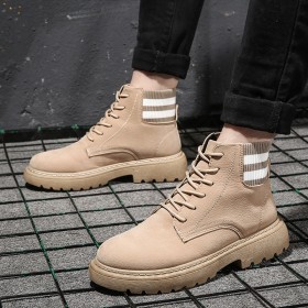 Martin boots men's autumn trend leather face short boots retro wild large size leather boots high top desert tooling shoes