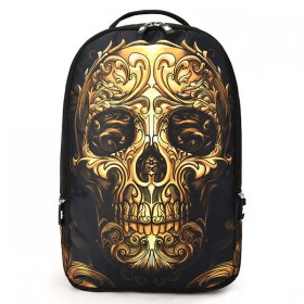 Men Women Outdoor Travel Skull Pattern Polyester Multifunctional Shoulders Bag Backpack - White 