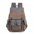 Men Canvas Large Capacity Outdoor Backpack Laptop Backpack - Black 
