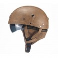 PU Leather Vintage Size Motorcycle Half Helmet With Sun Visor Detachable Collar - Light Brown 