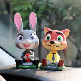 Cartoon rabbit fox shaking his head doll car decoration cute creative car doll car accessories