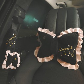 Car interior jewelry creative black velvet bow headrest seat belt shoulder guard four seasons universal seat neck pillow