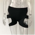 Sexy girl high belt belt buckle tights elastic woman print leopard shorts