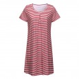 Summer striped striped short-sleeved round neck loose dress maternity dress