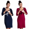 Hot fashion lace lace stitching deep V-neck nursing dress pregnant women pajamas nursing clothes