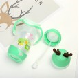 pp safety material transparent milk bottle with handle wide mouth PP double color handle curved antlers buckle bottom bottle