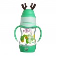 pp safety material transparent milk bottle with handle wide mouth PP double color handle curved antlers buckle bottom bottle