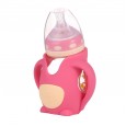 Newborn baby wide-caliber glass bottle with silicone protective sleeve anti-fall explosion-proof baby bottle