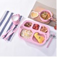 Healthy and environmentally friendly wheat straw children's tableware 7-piece set children's students breakfast dishes kindergarten divided dishes