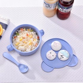 Environmental protection healthy wheat straw children tableware children students breakfast bowl baby tableware with lid bear bowl
