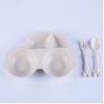 New car wheat children's grid plate wheat straw mickey bowl cutlery set with spoon and fork