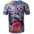 Men's autumn and winter T-shirt large size men's Marilyn Monroe skull print short sleeves