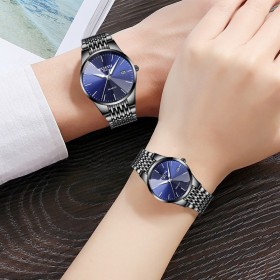 Workplace Business Steel Belt Men's Watch Fashion Casual Calendar Waterproof Quartz Watch Luminous Couple Pair Watch