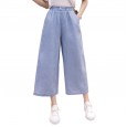 Spring women's clothing new Tencel denim wide-leg pants women summer high waist drape feeling straight nine points casual pants