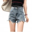 Denim shorts women's summer new chic loose loose wide legs high waist a word hot pants