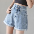 Denim shorts women's summer clothes new loose and wild high waist was thin a word wide leg curled casual pants