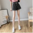 Denim shorts women's summer clothes new loose and wild high waist was thin a word wide leg curled casual pants