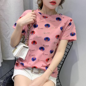 Summer new heavy industry cartoon pattern personality hollow 3D texture fashion comfortable short sleeve t-shirt female
