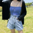 Summer denim shorts women's thin new tide high waist was thin and loose wide legs a word hot pants