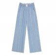Small Daisy Tencel Denim Wide Leg Pants Women's Summer Thin High Waist Slim Down Casual Straight Cropped Pants