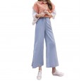 Thin section Tencel high waist was thin split jeans jeans wide legs nine points wind pants female super fire summer