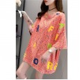 Pure cotton short-sleeved t-shirt skirt female Xia Chaohuo long section large letter half-sleeved shirt