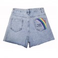 New hole denim shorts women summer light color wild loose a word wide leg pants raw edge hot pants
