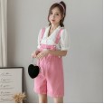 Siamese shorts women's summer new loose loose thin leg pants wild thin purple denim overalls