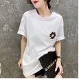 Summer new small daisy short-sleeved T-shirt women loose cotton mid-length half-sleeved shirt tide