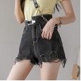 Summer new chic high waist loose a word wide leg hot pants casual wild denim shorts female tide
