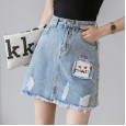 Denim short skirt female spring new skirt high waist slim a-line skirt was thin package hip skirt
