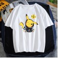 Tide brand hip-hop print #pure cotton short-sleeved couple round neck T-shirt cute Meng Pikachu